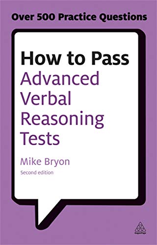 Book cover titled How to Pass Advanced Verbal Reasoning Tests by Mike Bryon.