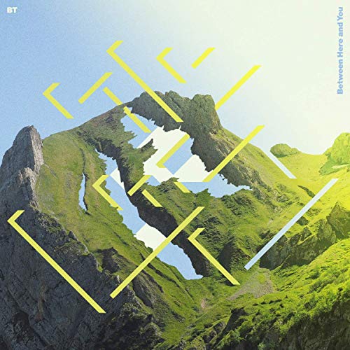 Album cover with a green mountain landscape and abstract yellow and white lines overlay.