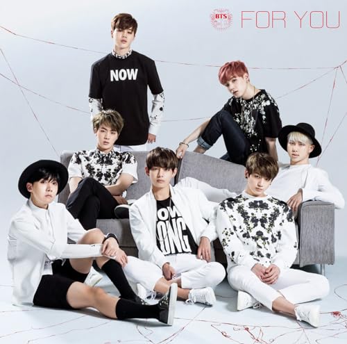 BTS group portrait for album "For You," featuring seven young men.