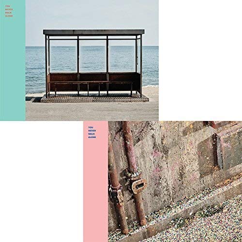 A split image showing a bus stop by the sea and rusty pipes with confetti.