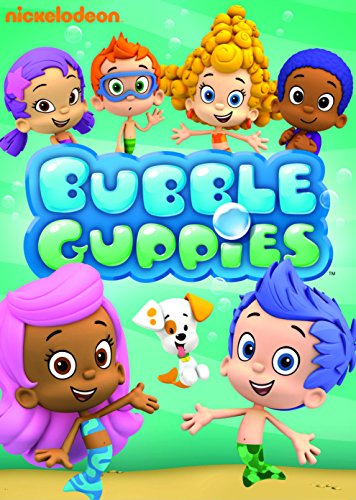 Bubble Guppies DVD cover featuring cartoon mermaid characters and a puppy on green background.