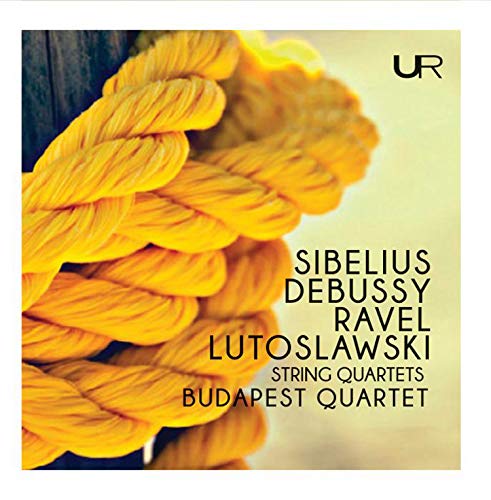 "CD cover with yellow rope and composer names in black text on yellow background."