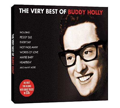 Buddy Holly CD cover featuring a portrait of the artist wearing his signature glasses.