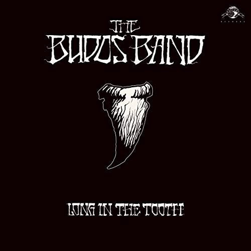 Black album cover with white text and a tooth illustration.