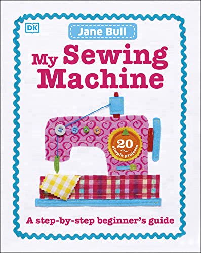 Book cover with illustrated sewing machine and fabric scraps.