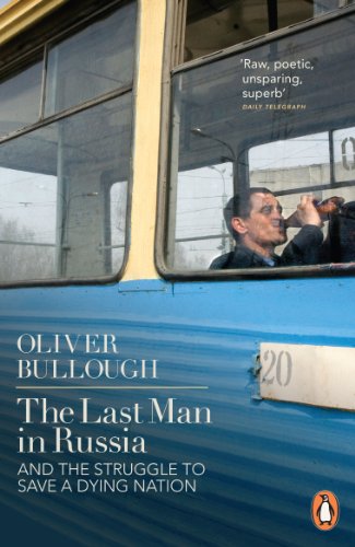 Book cover: man in a trolleybus window, titled “The Last Man in Russia.”