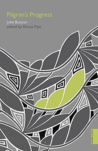 Book cover: "Pilgrim's Progress" with abstract leaf design in grey and green.