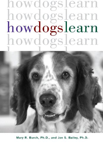 Book cover featuring a close-up of a spotted dog’s face, titled “How Dogs Learn.”