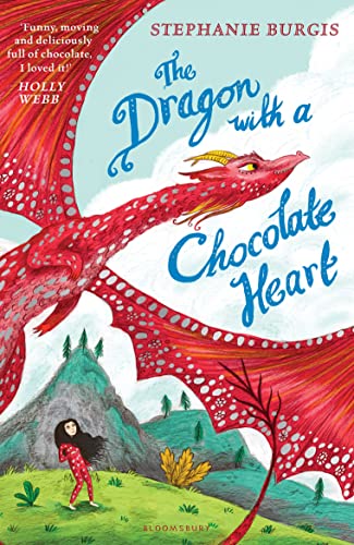 A red dragon flies over a girl in a landscape on this book cover.