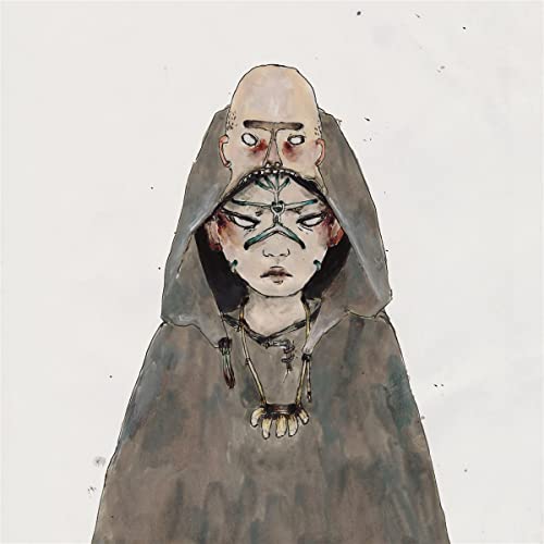 Watercolor illustration of a hooded figure with multiple faces.