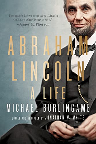 Book cover featuring a portrait of Abraham Lincoln with gold text title and author.