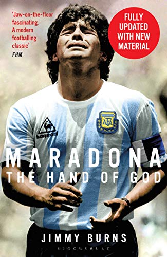 Book cover featuring Diego Maradona in an Argentina football jersey.
