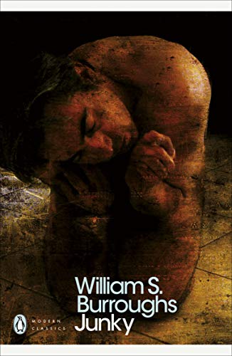 Book cover showing a textured, dark, hunched figure with text William S. Burroughs Junky.