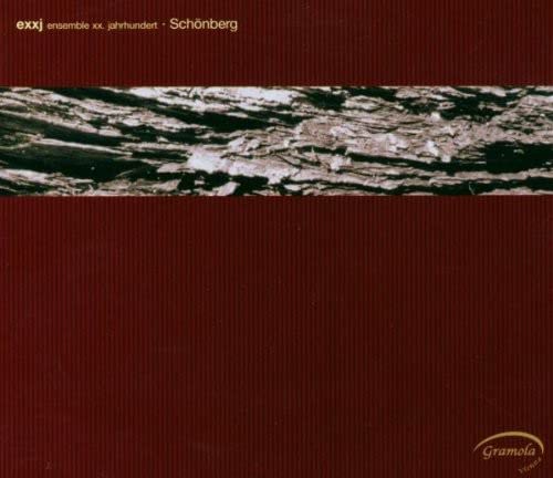 Red CD case with abstract marbled pattern and text: Schönberg.