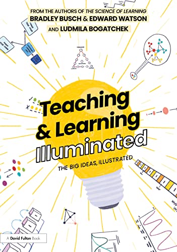 Book cover with a glowing lightbulb and diagrams relating to education.
