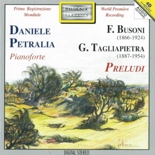 CD cover for Busoni’s “Preludi” featuring Daniele Petralia and landscape art.