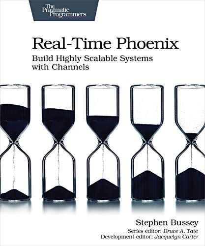 Book cover with hourglasses, titled "Real-Time Phoenix" by Stephen Bussey.