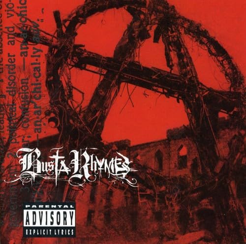 Busta Rhymes Anarchy album cover featuring a large, dark anarchy symbol on red background.