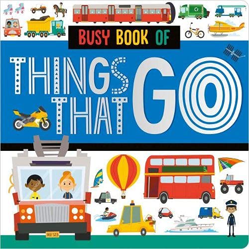 Colorful children’s book cover featuring various modes of transportation.