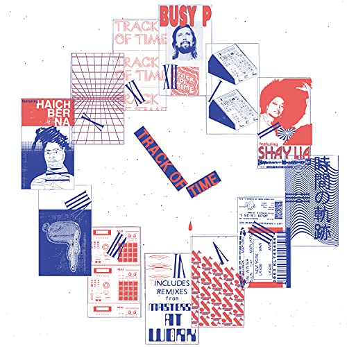Album cover for Busy P’s “Track of Time” vinyl, collage of images and text.