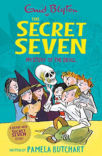 Book cover: children, a skull, and a dog in illustrated scene.
