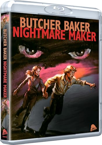 Blu-ray case for horror film "Butcher Baker Nightmare Maker" with frightened figures.