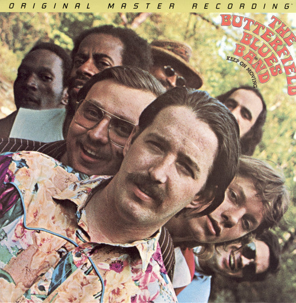 Album cover for The Butterfield Blues Band’s “Keep On Moving” featuring band members.