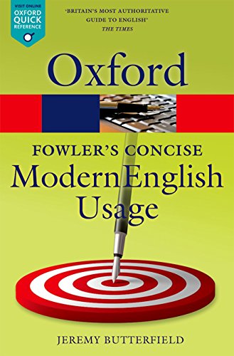 Book cover of Fowler's Concise Dictionary of Modern English Usage with a target graphic.