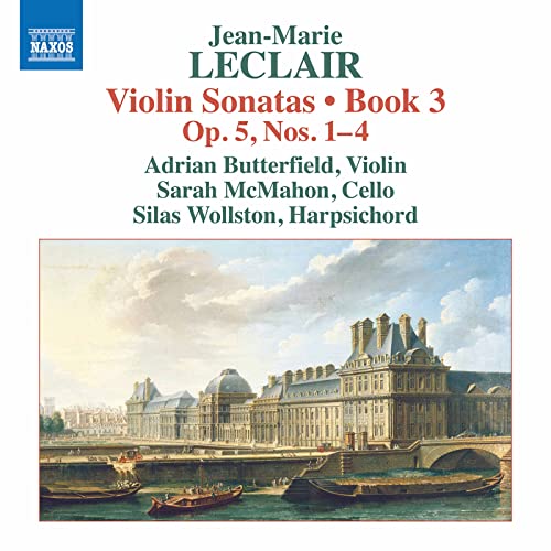 CD cover for Leclair Violin Sonatas featuring a painting of the Louvre and river.