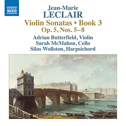 CD cover for Leclair’s Violin Sonatas featuring a European cityscape.