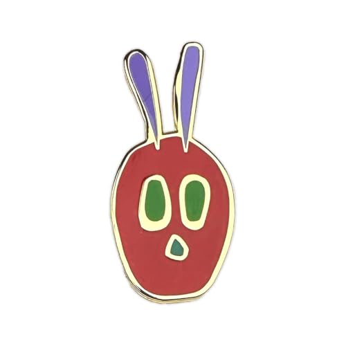 Red caterpillar with green markings and gold outline, sew-on patch.