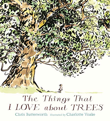 Watercolor illustration of a large tree with a small child below.