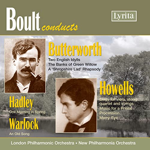 CD cover featuring portraits of composers Butterworth, Howells, Hadley, and Warlock.