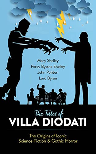 Book cover depicting silhouetted figures, stormy sky, and title “The Tales of Villa Diodati.”