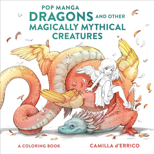 A manga-style girl with wings sits on a large, colorful dragon in this illustration.