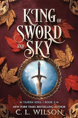 Book cover: ornate frame with sword, falling leaves, and title “King of Sword and Sky”.