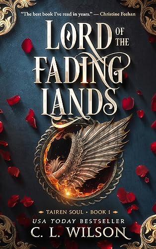 Book cover: āLord of the Fading Landsā with winged creature imagery.