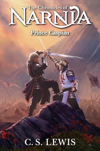 Book cover: "Prince Caspian" depicts two armored figures sword fighting.