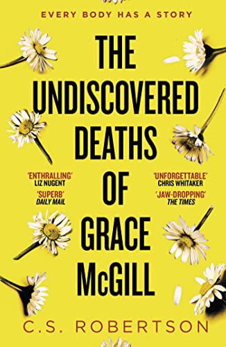 Yellow book cover with daisies and bold black title: "The Undiscovered Deaths of Grace McGill.