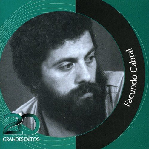 Black and white portrait of Facundo Cabral on a teal CD cover.