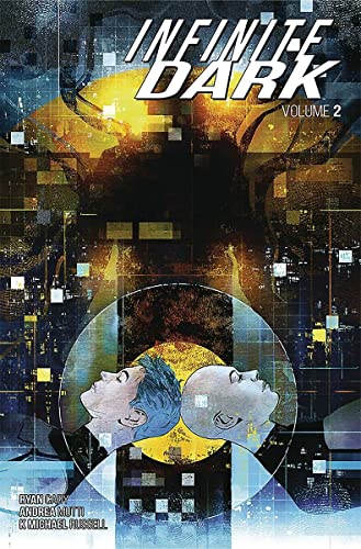 Comic book cover: "Infinite Dark Volume 2" with two faces in a circle.