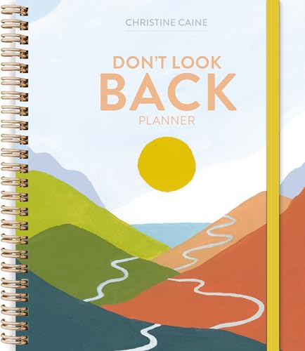 Spiral-bound planner featuring a landscape illustration of rolling hills, a winding path, and sun.