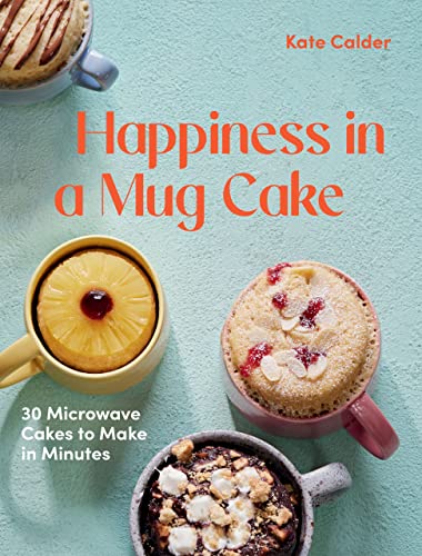 Book cover featuring three mug cakes on a light teal background.