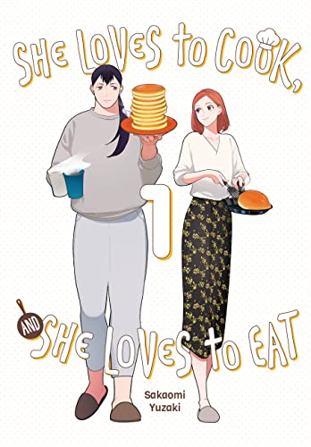 Manga cover with two characters, pancakes, and the title “She Loves to Cook.”