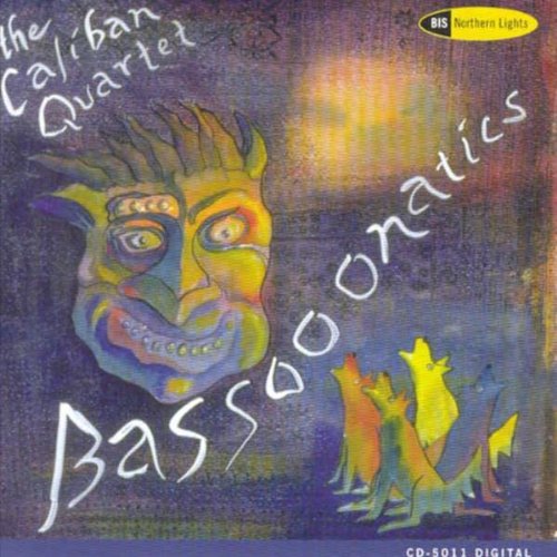 CD cover with colorful painting of a mask and bassoon players.