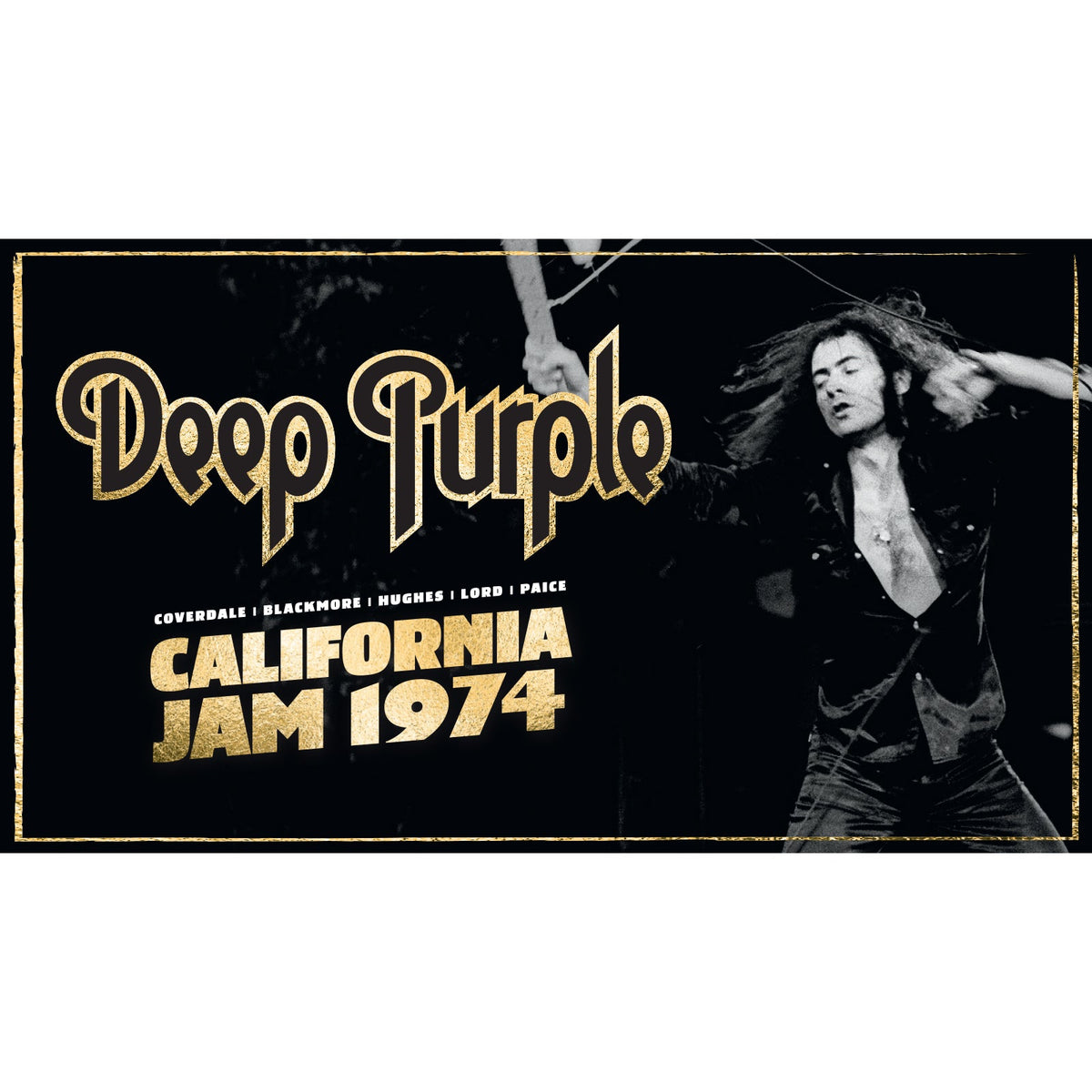 Blu-ray cover for Deep Purple’s California Jam 1974 concert, with a musician.