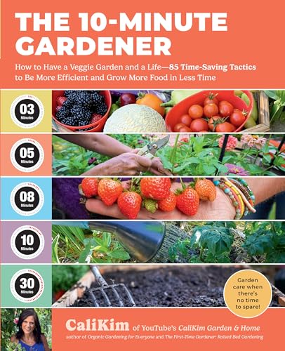 Book cover featuring colorful produce, gardening tools, and a woman’s portrait.