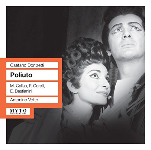 Black and white CD cover featuring opera singers Maria Callas and Franco Corelli.