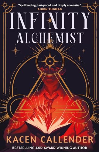 Book cover: "Infinity Alchemist" with a figure and glowing magical energy.