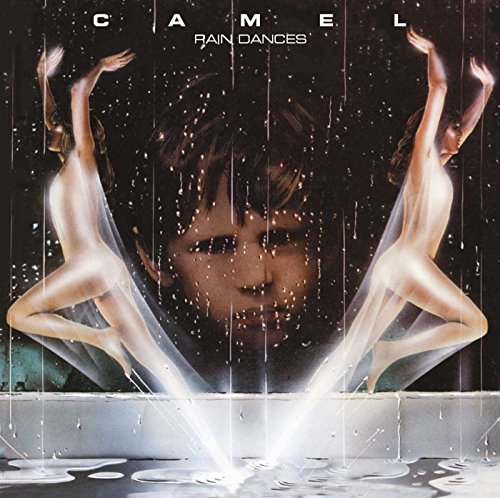 Camel “Rain Dances” CD cover: figures in rain, central face obscured.